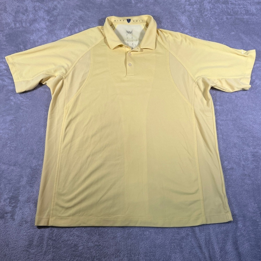 Nike Golf Polo Shirt Mens XXL Yellow Vented Dri-FIT Performance Wicking Stretch